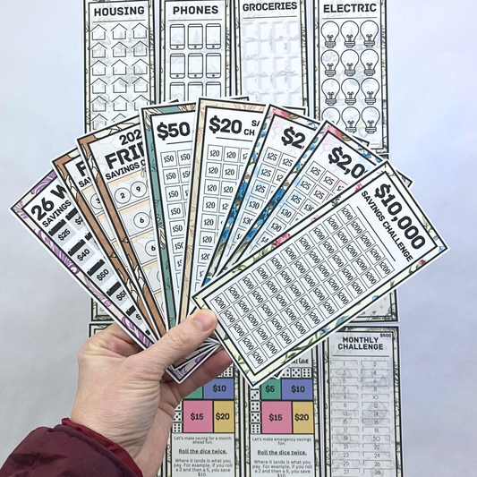 20 Vintage Themed A6 Size Savings Challenge Cards | Thick Cardstock | Physical Shipped Item | No Binder