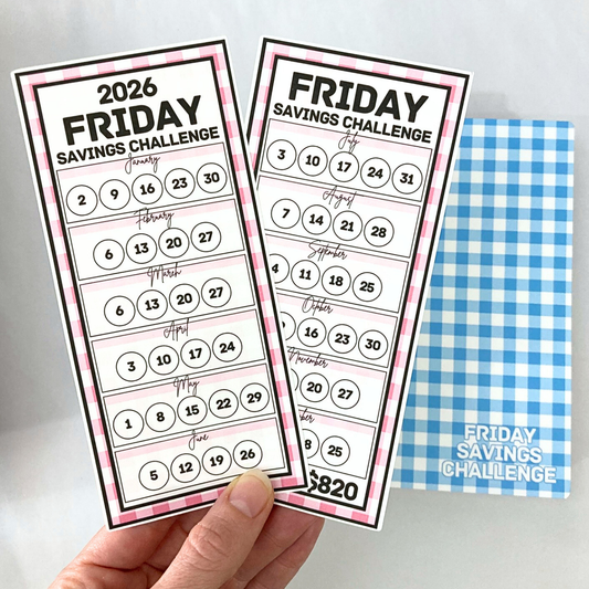 Rainbow Gingham | 2026 Friday Savings Challenge Binder | A6 Disc Binder | Cash Budgeting | Money Binder