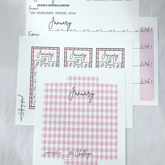 January $1 Digital Savings Challenge & Budget Pages Bundle for Friends of Jordan Budgets