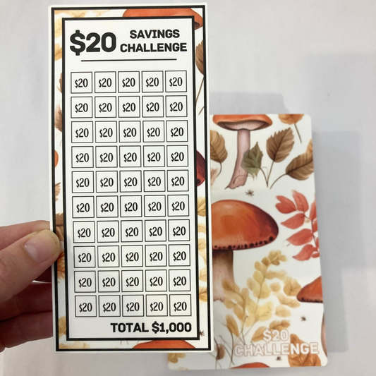 $20 Savings Binder Mushroom Design | A6 Disc Binder | Cash Budgeting | Money Binder