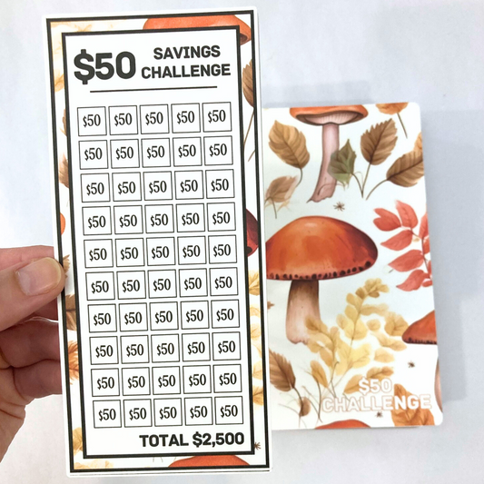 $50 Savings Binder Mushroom Design | A6 Disc Binder | Cash Budgeting | Money Binder