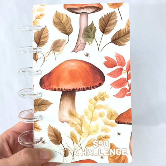 $50 Savings Binder Mushroom Design | A6 Disc Binder | Cash Budgeting | Money Binder