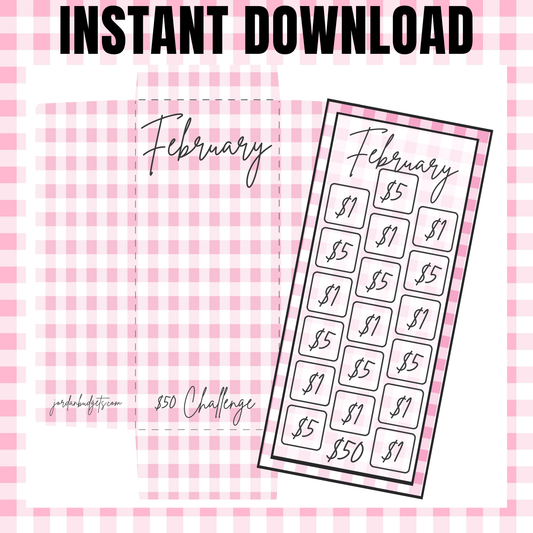 February $1 Digital Savings Challenge & Budget Pages Bundle for Friends of Jordan Budgets