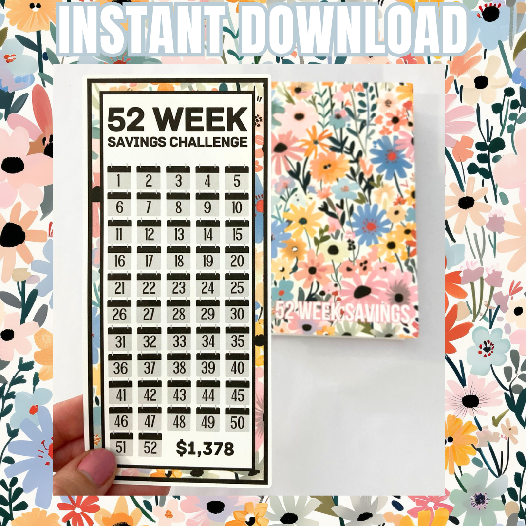Sunny Bloom 52 Week Savings Challenge Binder | Cash Budgeting | Money Binder | PDF PNG STUDIO3 Files | Digital Download