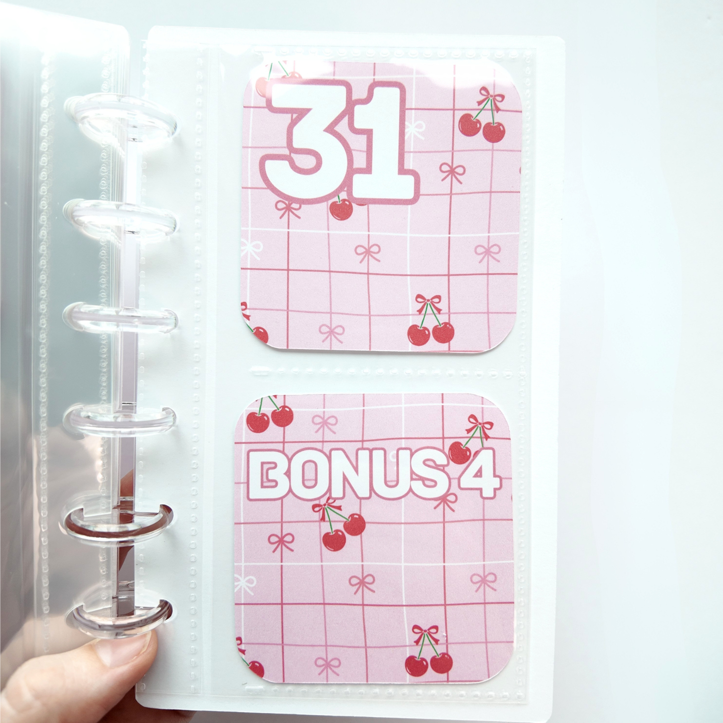 Monthly Challenge Binder | Cherry Design | Cash Budgeting | Money Binder | A6 Size | Disc Bound Binders
