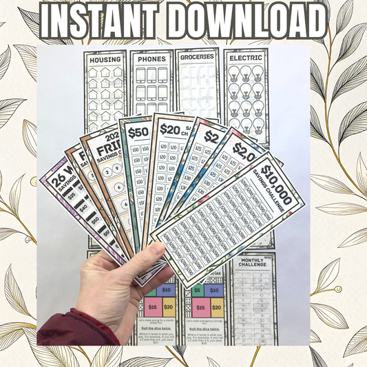 20 A6 Size Savings Challenges | Vintage Collection | Cash Budgeting | Money Binder | PDF PNG and STUDIO3 Files | Digital Download