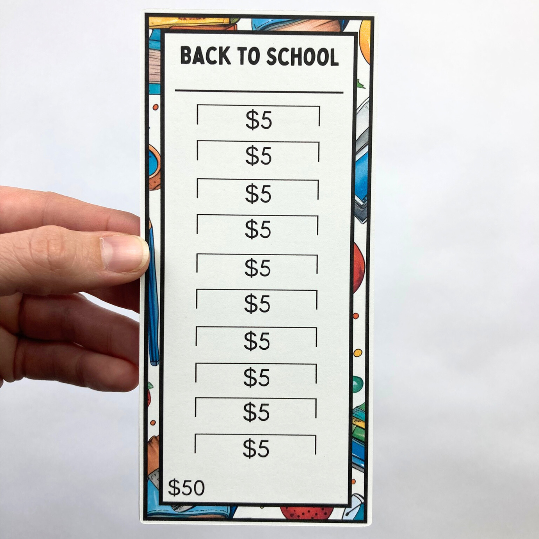 Back to School Savings Challenge Cards | 12 A6 Size Savings Challenge Cards | Physical Shipped Item | No Binder