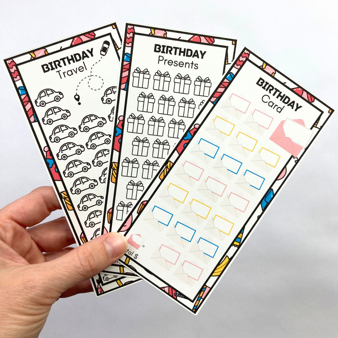 Birthday Savings Challenge Cards | 12 A6 Size Savings Challenge Cards | Physical Shipped Item | No Binder