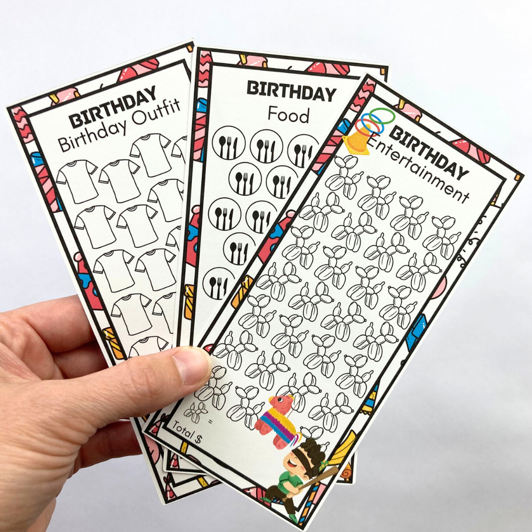 Birthday Savings Challenge Cards | 12 A6 Size Savings Challenge Cards | Physical Shipped Item | No Binder