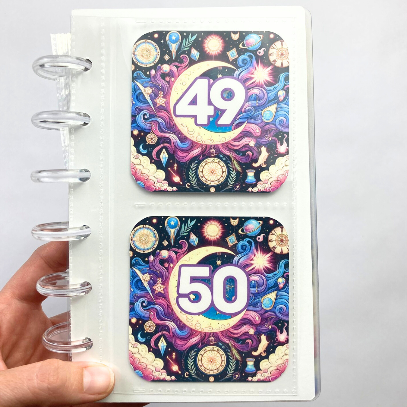 50 Envelope Savings Binder Celestial Design | A6 Disc Binder | Cash Budgeting | Money Binder