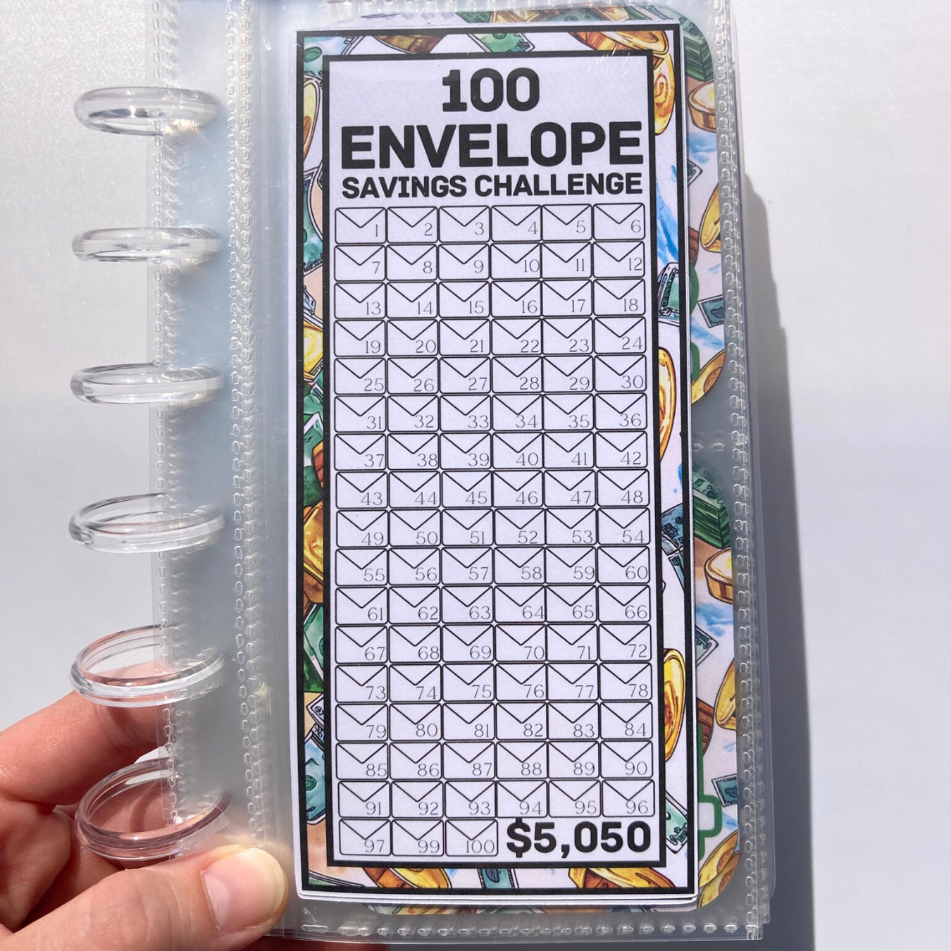 100 Envelope Savings Binder $5,050 Debt Payoff / Money Design | A6 Disc Binder | Cash Budgeting | Money Binder