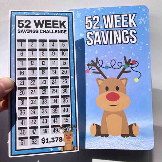 Holiday Deer | 52 Week Savings Challenge Binder | A6 Disc Binder | Cash Budgeting | Money Binder