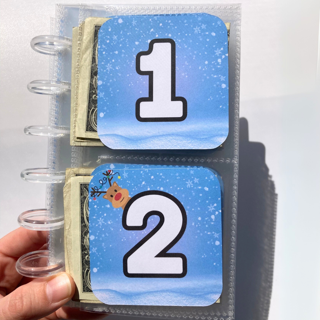 Holiday Deer | 52 Week Savings Challenge Binder | A6 Disc Binder | Cash Budgeting | Money Binder