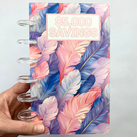 $5,000 Savings Binder Feather Design | A6 Disc Binder | Cash Budgeting | Money Binder