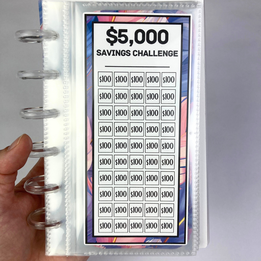 $5,000 Savings Binder Feather Design | A6 Disc Binder | Cash Budgeting | Money Binder