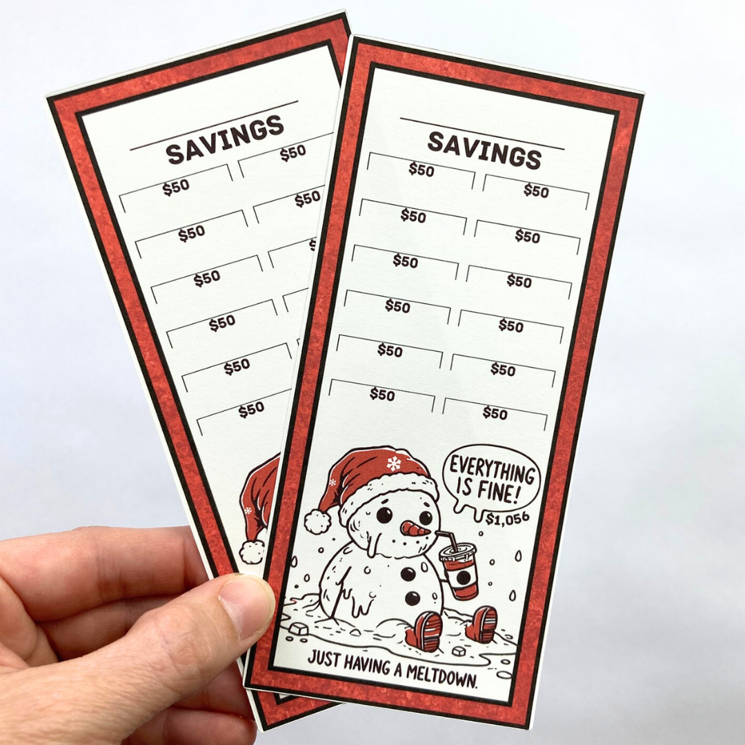 Everything Is Fine Savings Challenge Cards | 12 A6 Size Savings Challenge Cards | Physical Shipped Item | Holiday Line