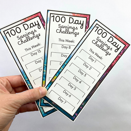 100 Day Savings Challenge Cards | 15 A6 Size Savings Challenge Cards | Thick Cardstock | Physical Shipped Item | No Binder