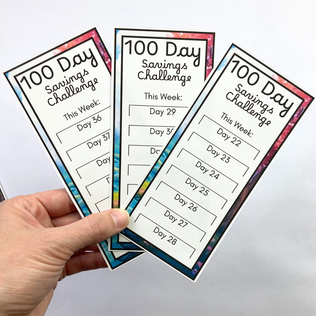 100 Day Savings Challenge Cards | 15 A6 Size Savings Challenge Cards | Thick Cardstock | Physical Shipped Item | No Binder