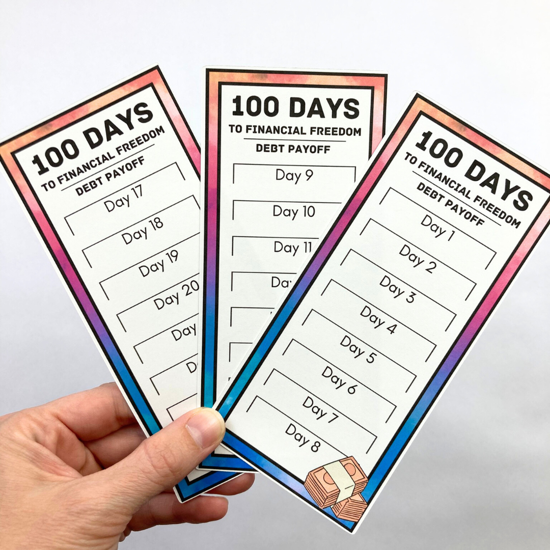 Debt Payoff Savings Challenge Cards | 100 Days to Financial Freedom | 14 A6 Size Savings Challenge Cards | Physical Shipped Item | No Binder