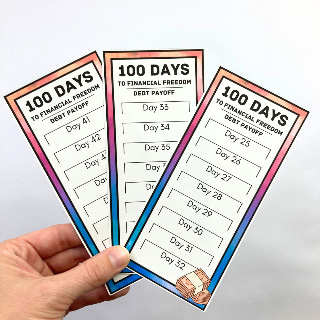 Debt Payoff Savings Challenge Cards | 100 Days to Financial Freedom | 14 A6 Size Savings Challenge Cards | Physical Shipped Item | No Binder