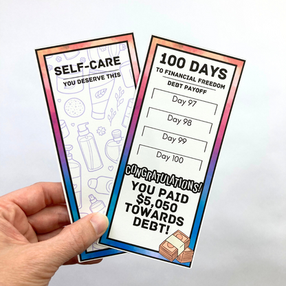 Debt Payoff Savings Challenge Cards | 100 Days to Financial Freedom | 14 A6 Size Savings Challenge Cards | Physical Shipped Item | No Binder