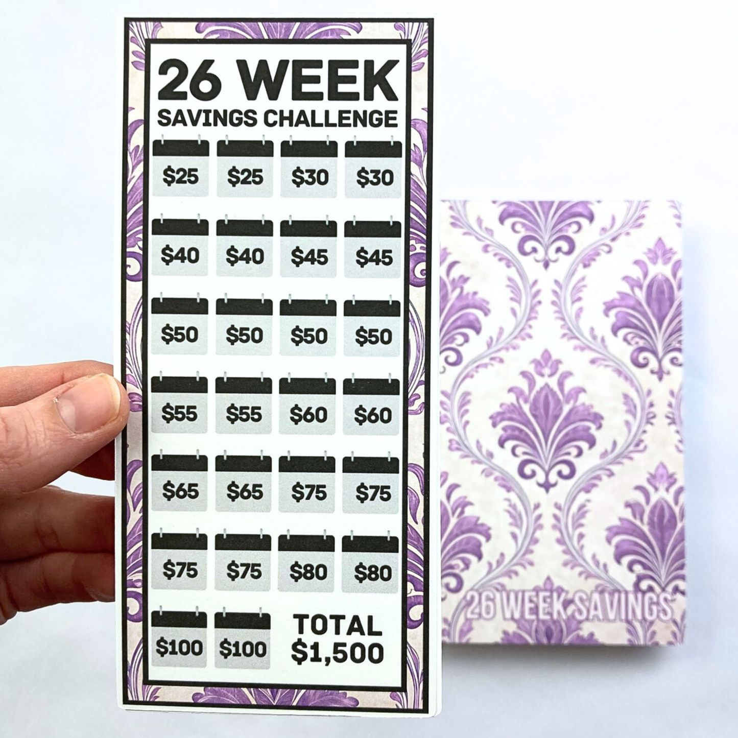 26 Week Savings Challenge Binder | $1,500 Savings | Soft Lilac Design | A6 Disc Binder | Cash Budgeting | Money Binder