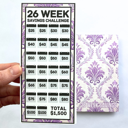 26 Week Savings Challenge Binder | 1,500 Savings | Soft Lilac Design | Cash Budgeting | PDF PNG and STUDIO3 Files | Digital Download
