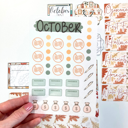 *PREVIEW ONLY, LISTING GOES LIVE 9/4 @ 10AM VERY LIMITED QUANTITY* October Budget $20 Bundle Colorful Cozy | Savings Challenges & Cash Stuffing Supplies