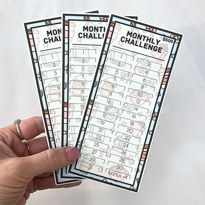 $500 Monthly Challenge Tracker | Coffee & Comfort Design | Money Savings Challenge