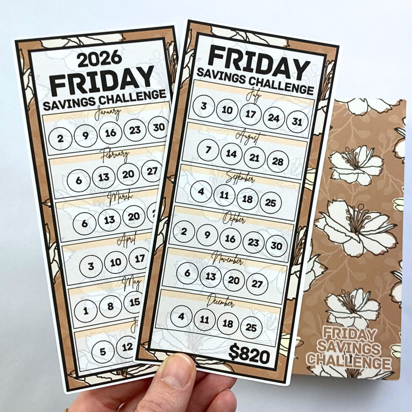 Muted Floral | Friday Savings Challenge Binder | Cash Budgeting | Money Binder | PDF PNG and STUDIO3 Files | Digital Download