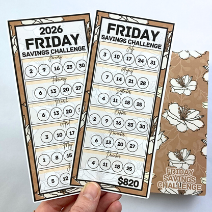 Muted Floral | Friday Savings Challenge Binder | Cash Budgeting | Money Binder | PDF PNG and STUDIO3 Files | Digital Download