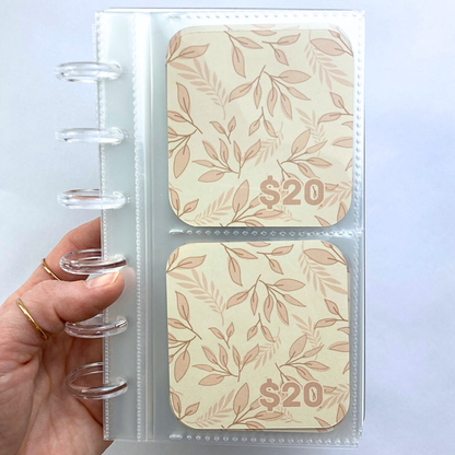 $20 Savings Binder Vintage Linen Design | A6 Disc Binder | Cash Budgeting | Money Binder
