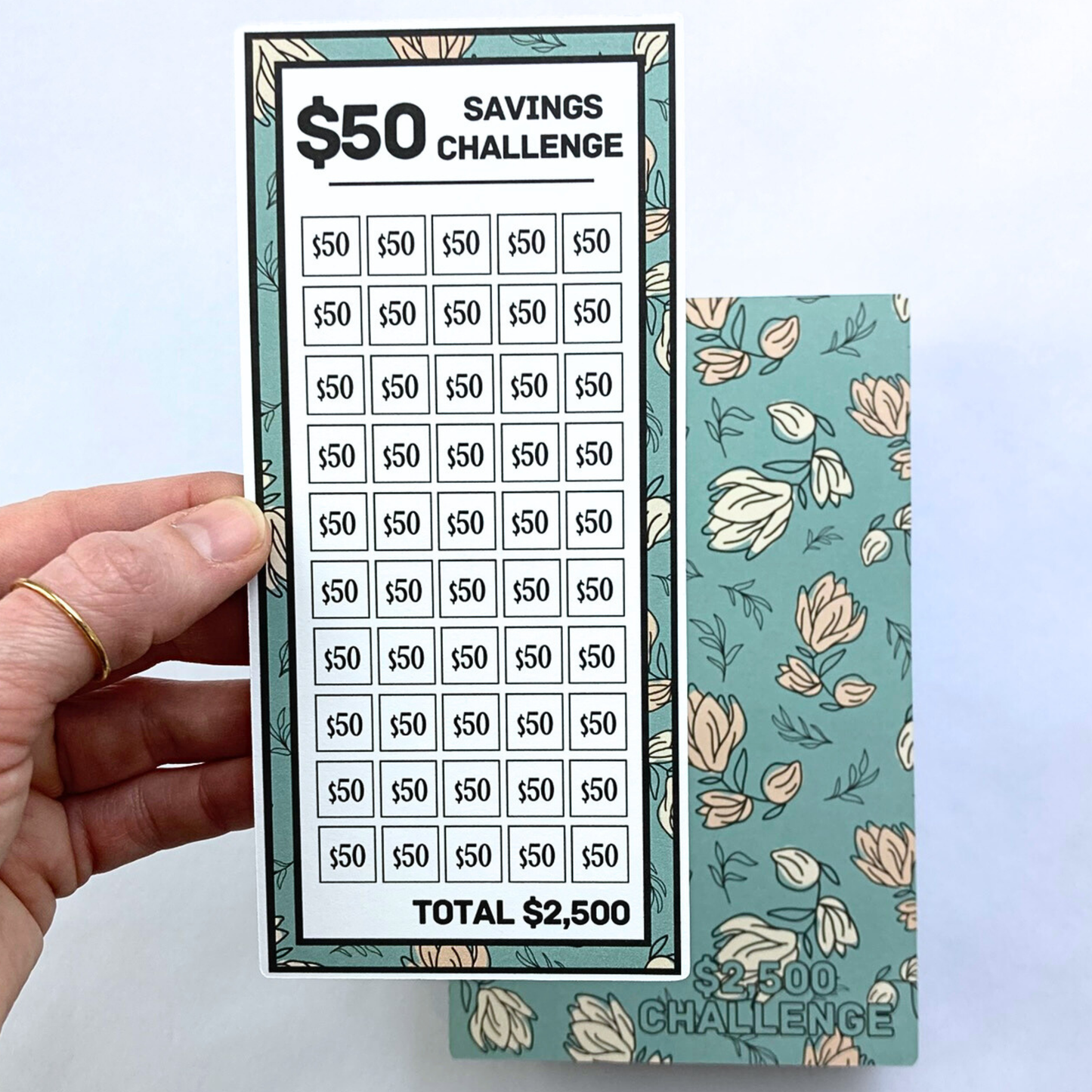 50 Dollar Savings Binder Antique Green Design | A6 Disc Binder | Cash Budgeting | Money Binder | PDF PNG STUDIO3 Files | Digital Download