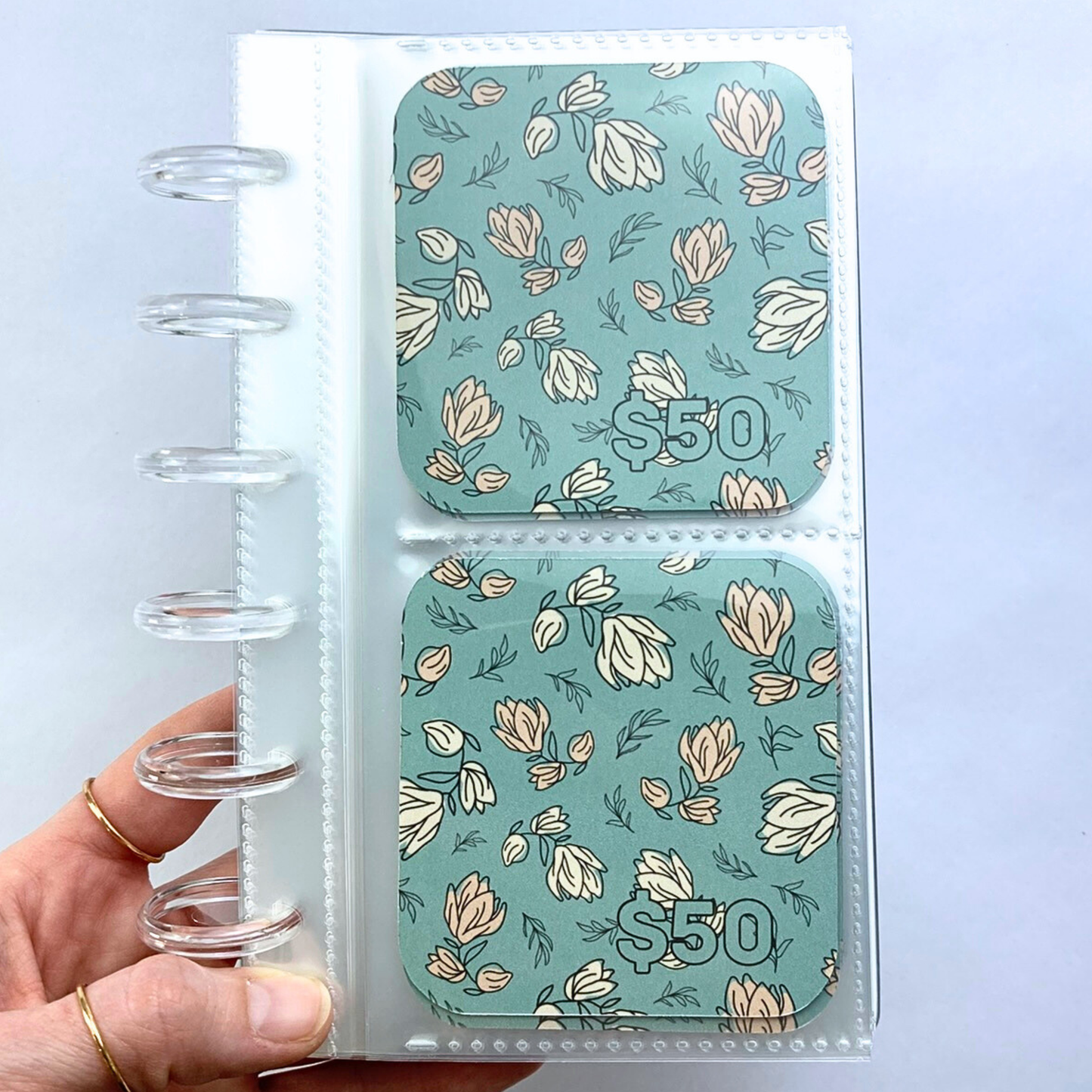 50 Dollar Savings Binder Antique Green Design | A6 Disc Binder | Cash Budgeting | Money Binder | PDF PNG STUDIO3 Files | Digital Download