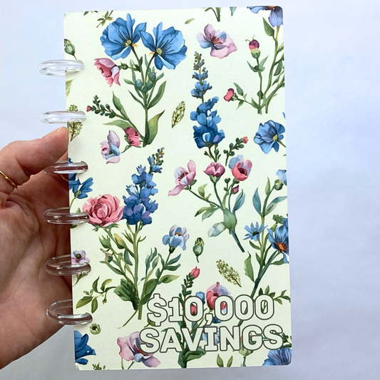 $10,000 Savings Binder Cottage Bouquet Design | A6 Disc Binder | Cash Budgeting | Money Binder