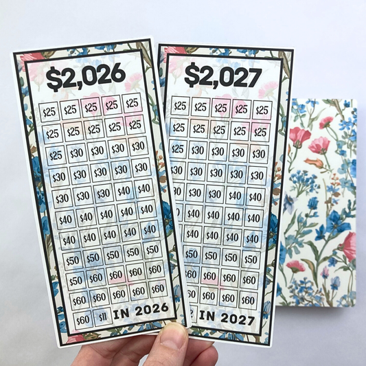 2026 & 2027 Yearly Savings Challenge Binder | Vintage Flowers Design | Cash Budgeting | Money Binder