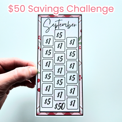 September Budget $20 Bundle Pink Cherry | Savings Challenges & Cash Stuffing Supplies