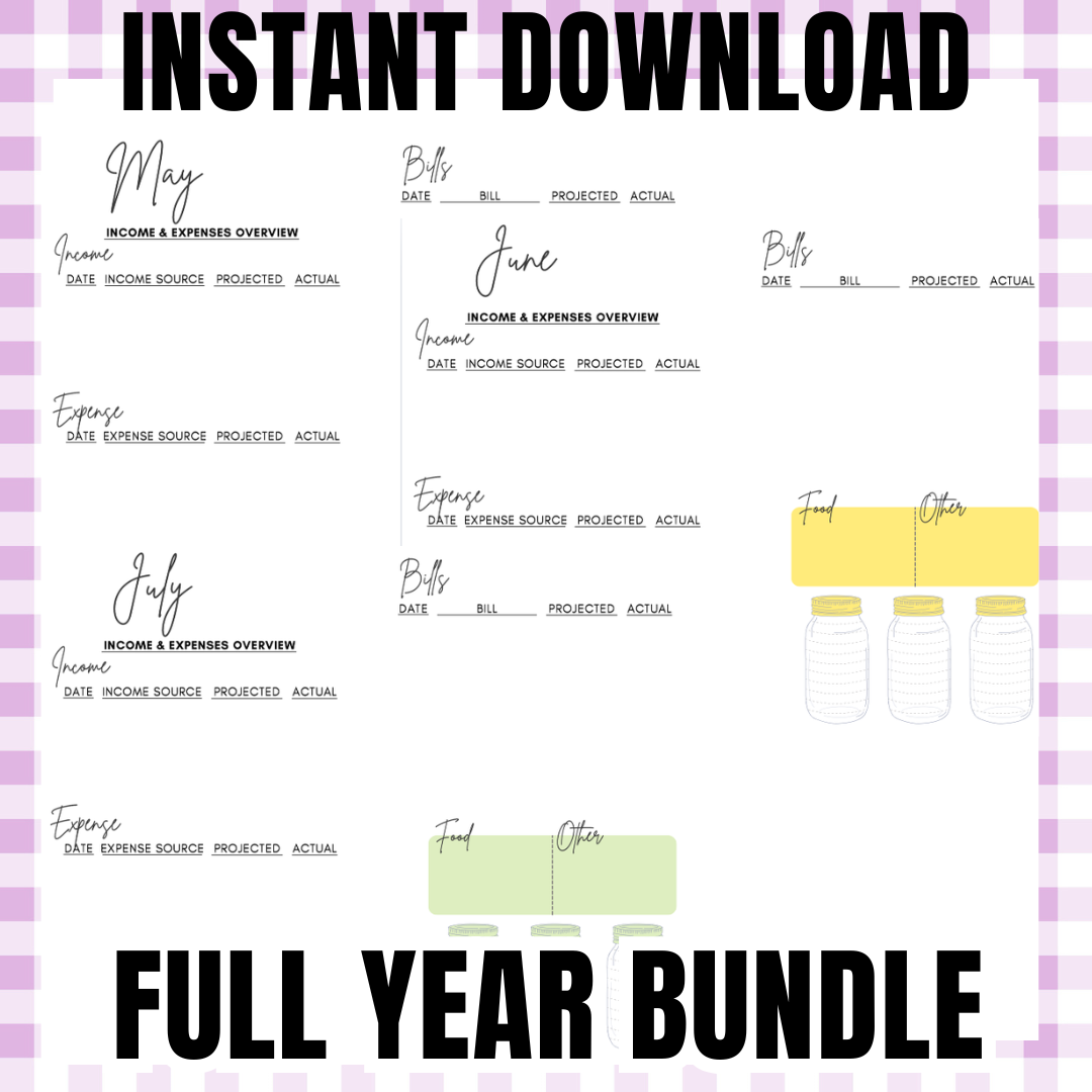 FULL YEAR BUNDLE Digital Savings Challenge & Budget Pages for Friends of Jordan Budgets