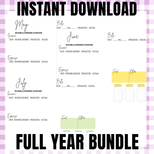 FULL YEAR BUNDLE Digital Savings Challenge & Budget Pages for Friends of Jordan Budgets