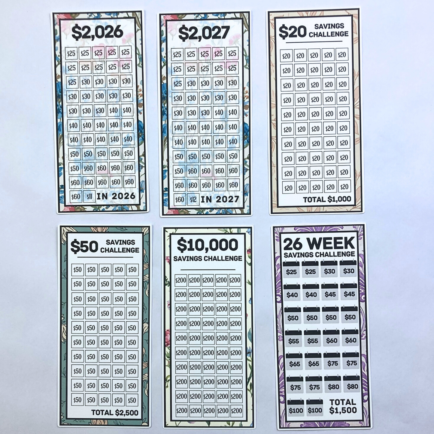 20 A6 Size Savings Challenges | Vintage Collection | Cash Budgeting | Money Binder | PDF PNG and STUDIO3 Files | Digital Download