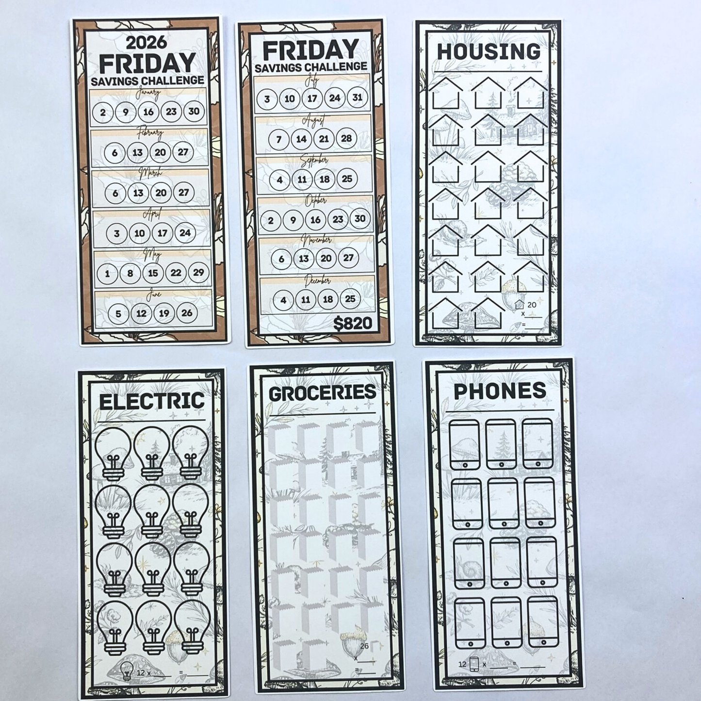 20 A6 Size Savings Challenges | Vintage Collection | Cash Budgeting | Money Binder | PDF PNG and STUDIO3 Files | Digital Download