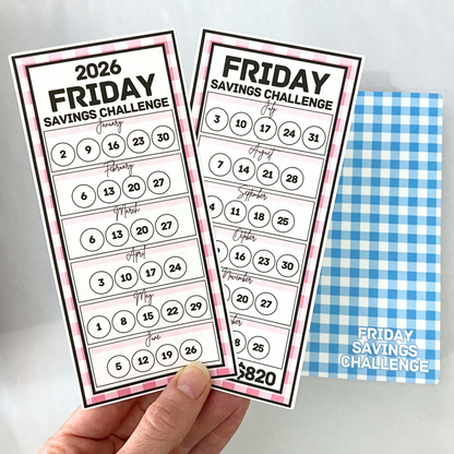 Rainbow Gingham | 2026 Friday Savings Challenge Binder | A6 Disc Binder | Cash Budgeting | Money Binder