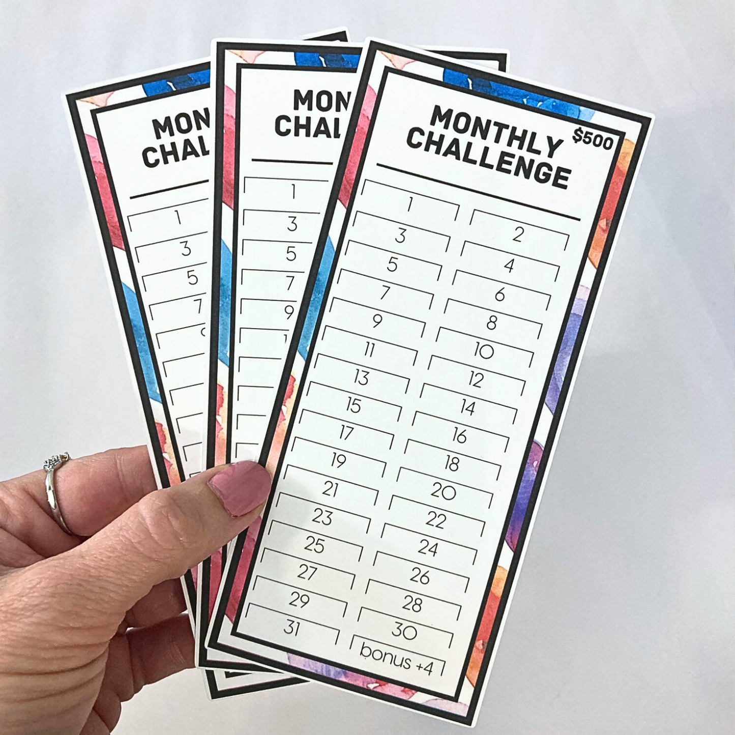 $500 Monthly Challenge Tracker | Hearts Design | Money Savings Challenge