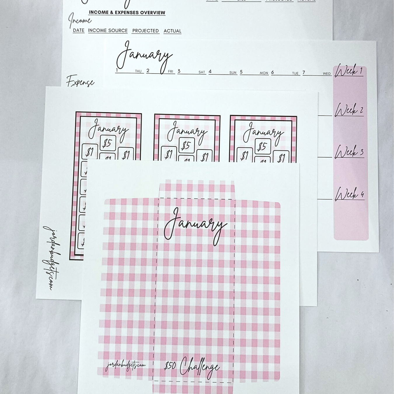 January $1 Digital Savings Challenge & Budget Pages Bundle for Friends of Jordan Budgets