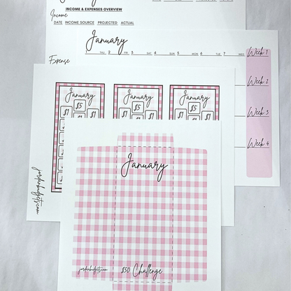 January $1 Digital Savings Challenge & Budget Pages Bundle for Friends of Jordan Budgets