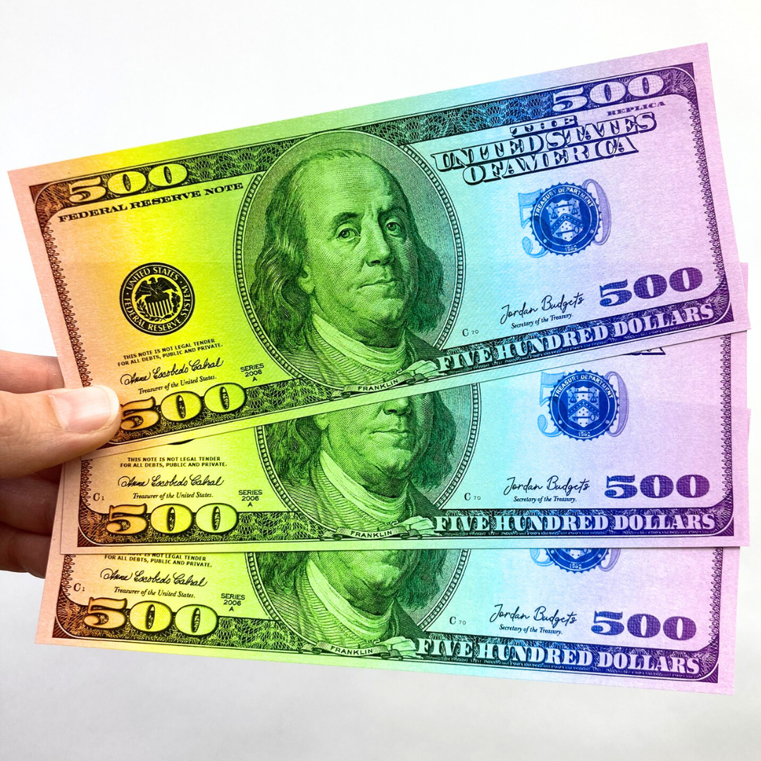 12 Placeholders Money Double Sided | Fake Money | Rainbow Design
