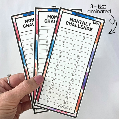 $500 Monthly Challenge Tracker | Hearts Design | Money Savings Challenge