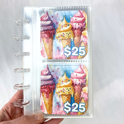 26 Week Savings Challenge Binder | $1,500 Savings Goal | Ice Cream Design | A6 Disc Binder | Cash Budgeting | Money Binder