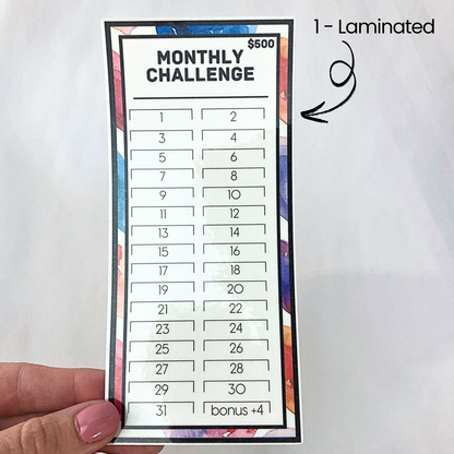 $500 Monthly Challenge Tracker | Hearts Design | Money Savings Challenge