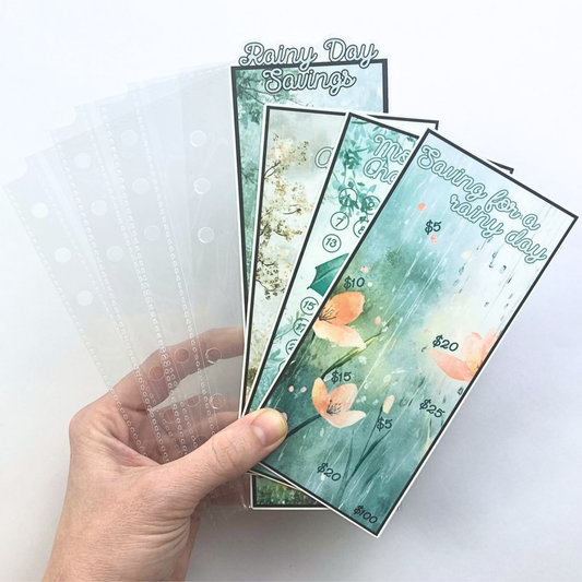 Saving for a Rainy Day | April Bundle | Laminated Savings Challenges and Envelopes | Sleeves are Ring or Disc Bound